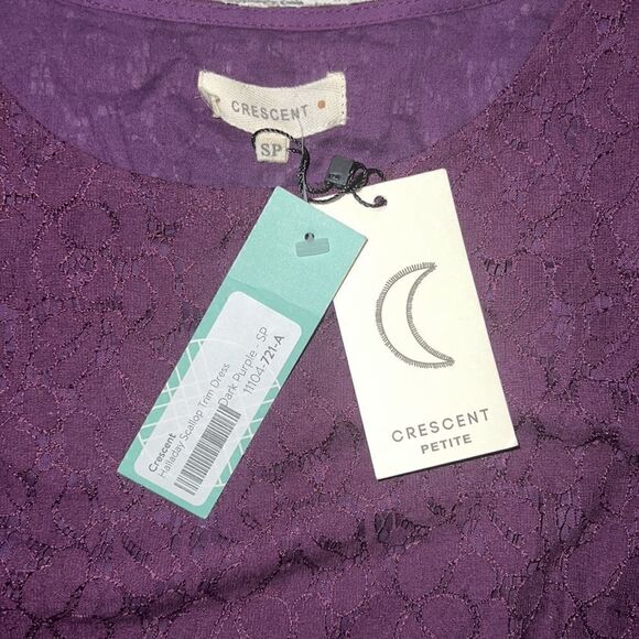 NEW Stitch Fix Crescent Halladay Scalloped Trim Shift Dress Dark Purple sz S SP - Picture 4 of 8
